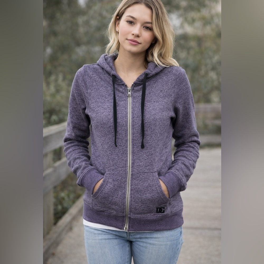 DC Women's Full Zip Hoodie in marled purple M